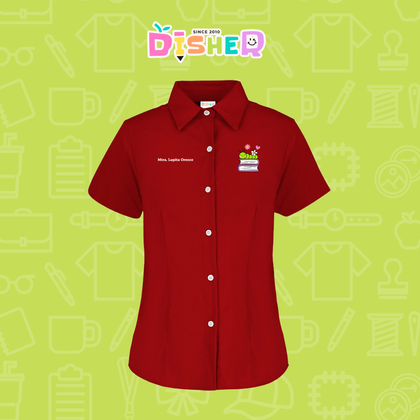 CBGC-D-004: Camisa Bordada Gabardina Manga Corta Dama  I Gusanito libros