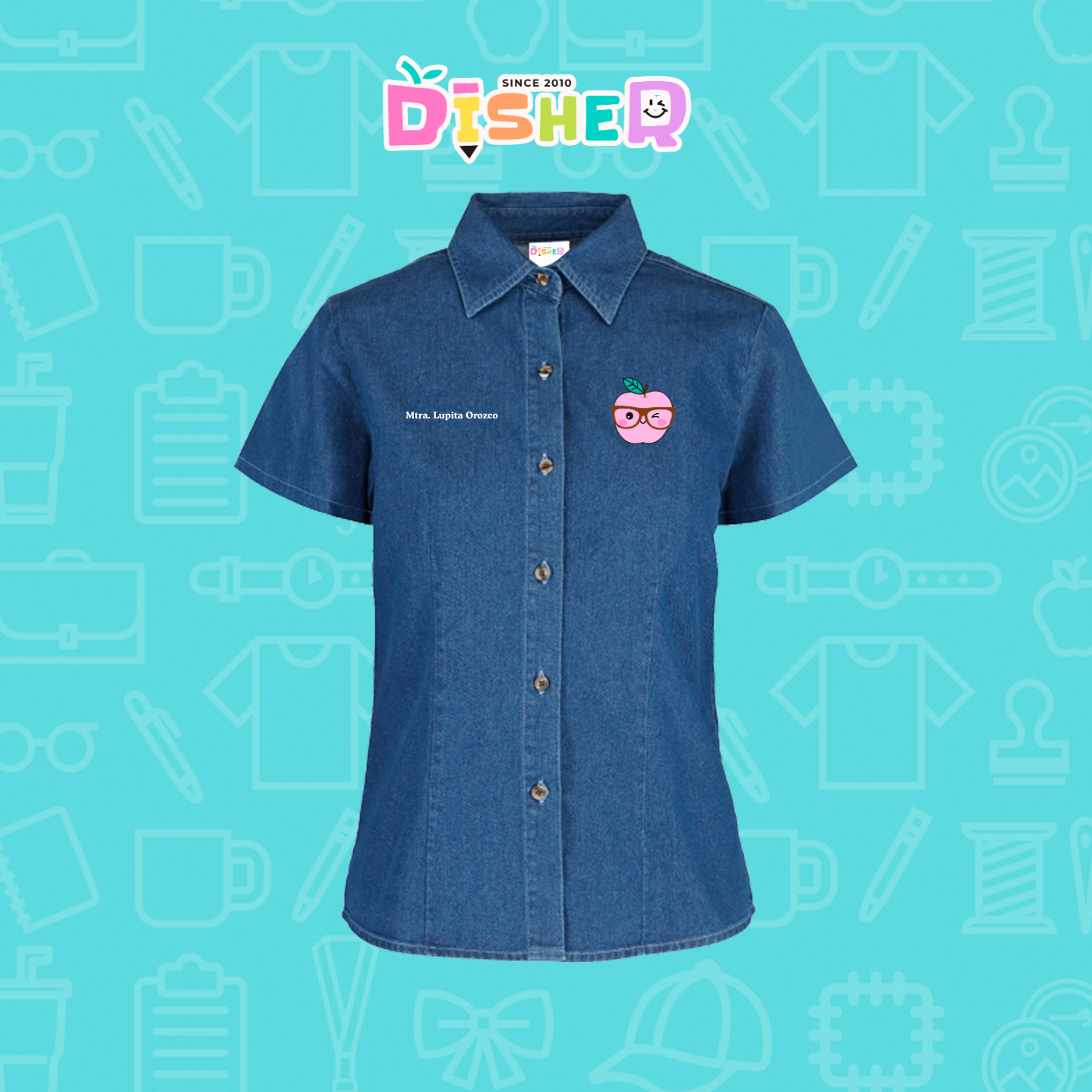 CBMC-D-050: Camisa Bordada Mezclilla Manga Corta Dama  I Manzana lentes