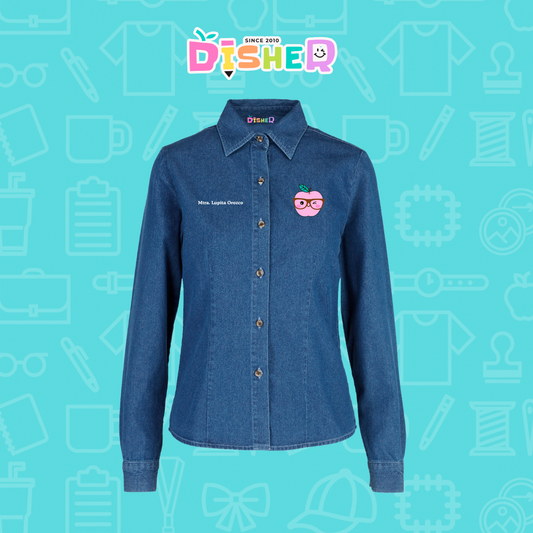 CBML-D-050: Camisa Bordada Mezclilla Manga Larga Dama  I Manzana lentes