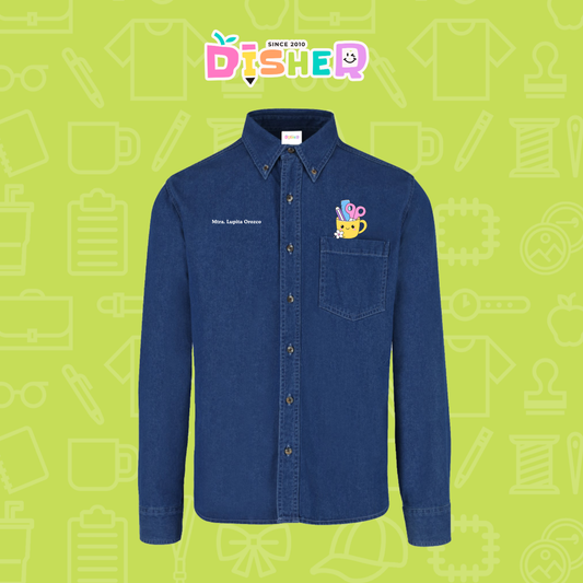 CBML-C-052: Camisa Bordada Mezclilla Manga Larga Caballero  I Tacita útiles