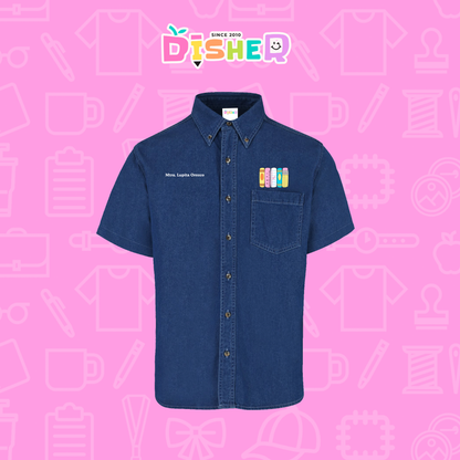 CBMC-C-055: Camisa Bordada Mezclilla Manga Corta Caballero  I Libros