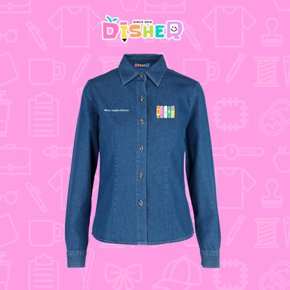 CBML-D-055: Camisa Bordada Mezclilla Manga Larga Dama  I Libros