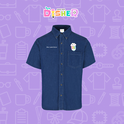 CBMC-C-057: Camisa Bordada Mezclilla Manga Corta Caballero  I Lápiz nube