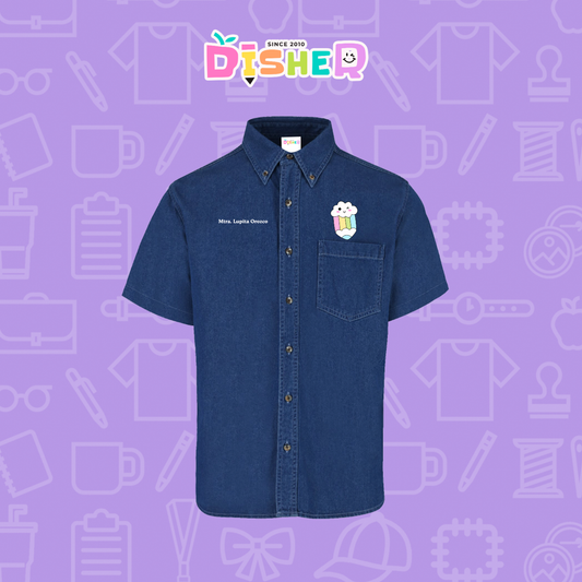 CBMC-C-057: Camisa Bordada Mezclilla Manga Corta Caballero  I Lápiz nube