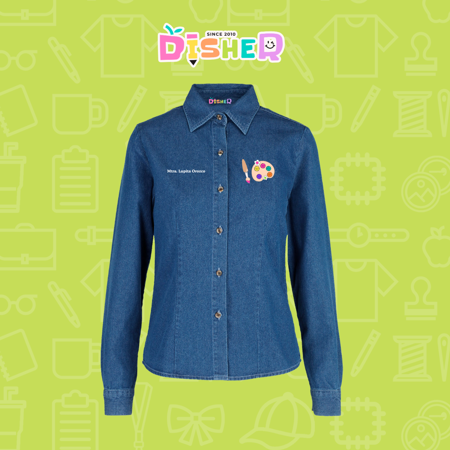 CBML-D-058: Camisa Bordada Mezclilla Manga Larga Dama  I Acuarelas