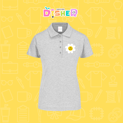 PBY-D-0023: Polo Bordada 50/50 Dama I Flor blanca