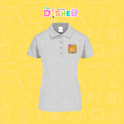 PBY-D-0015: Polo Bordada 50/50 Dama I Crayones flor