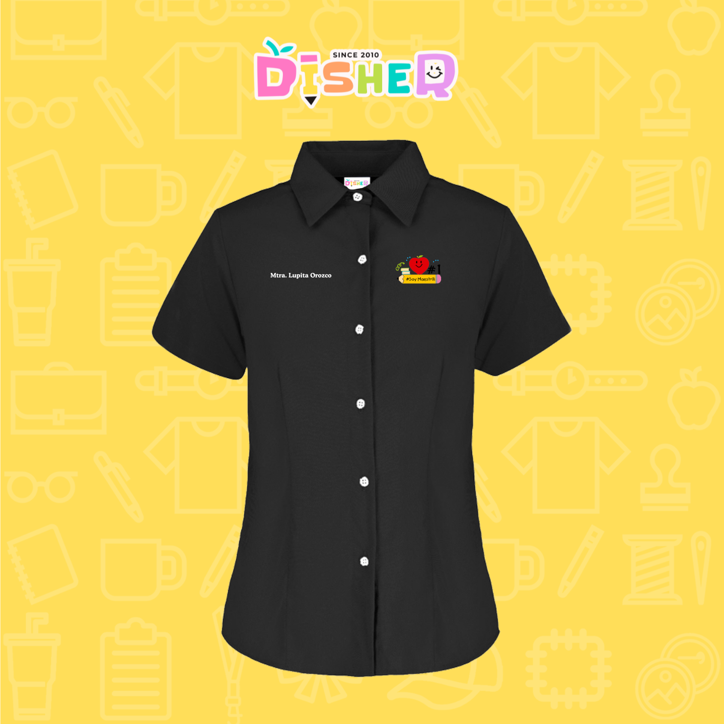 CBGC-D-001: Camisa Bordada Gabardina Manga Corta Dama  I Manzana lápiz