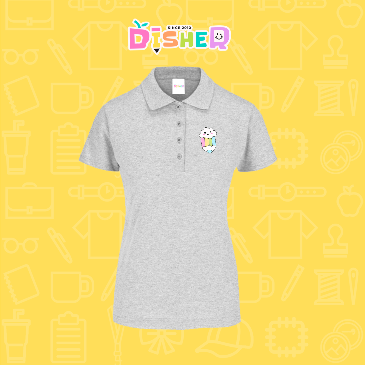 PBY-D-0057: Polo Bordada 50/50 Dama I Lápiz nube