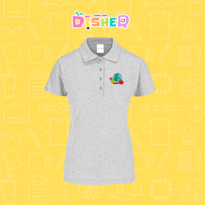 PBY-D-0070: Polo Bordada 50/50 Dama I Globo terráqueo