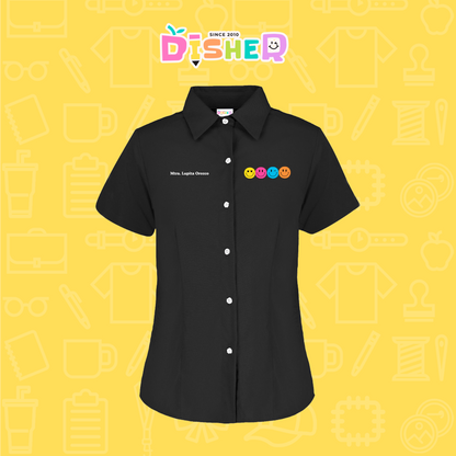 CBGC-D-024: Camisa Bordada Gabardina Manga Corta Dama  I Caritas felices