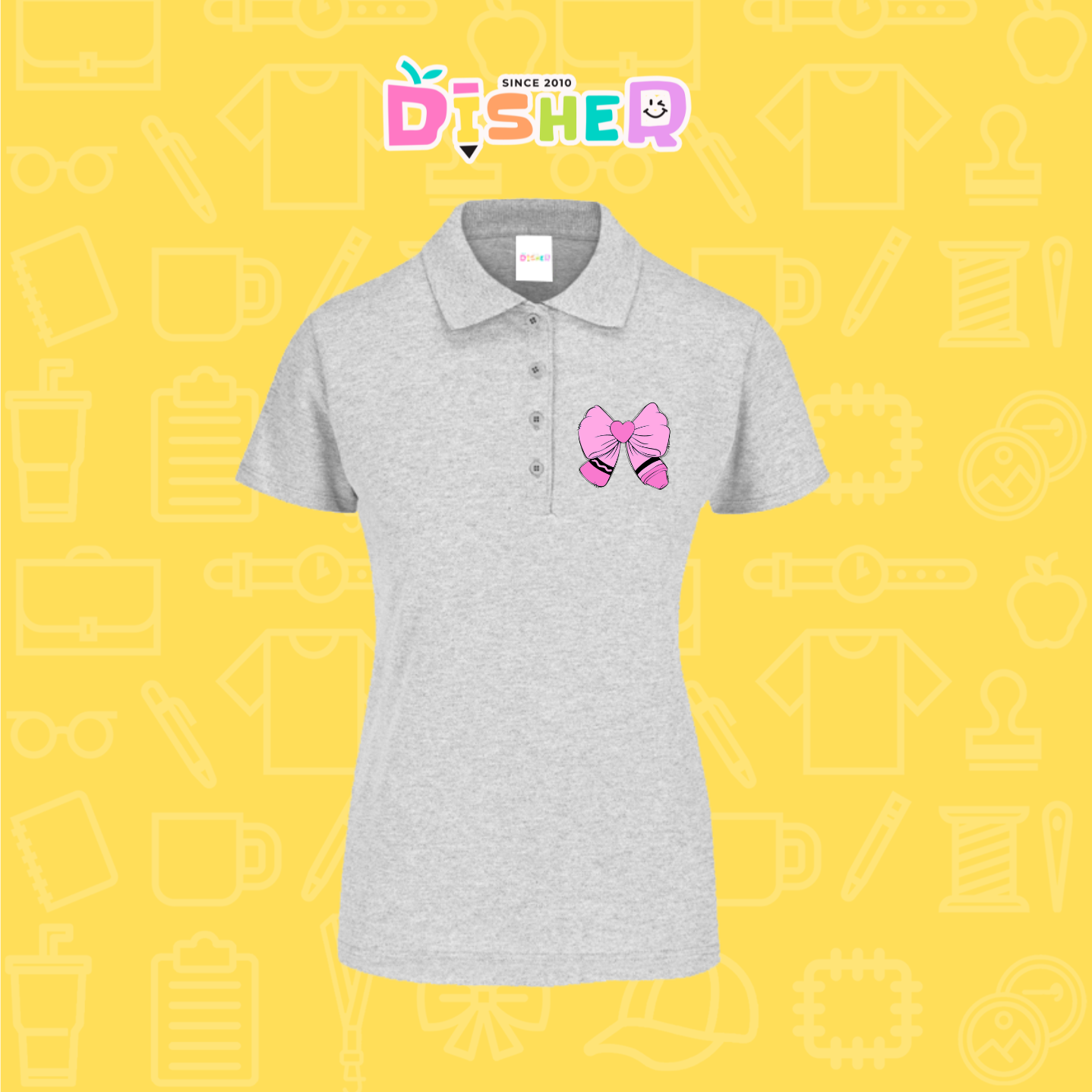 PBY-D-0009: Polo Bordada 50/50 Dama I Moño rosa caryón