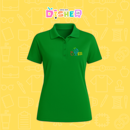 PBD-D-071: Polo Bordada Dry Fit Dama I Globo terráqueo trazos