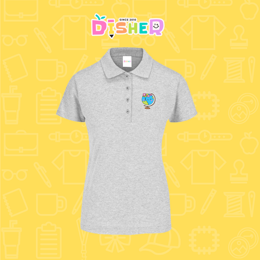 PBY-D-0038: Polo Bordada 50/50 Dama I Mundo con flores