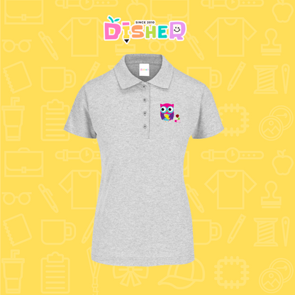 PBY-D-0098: Polo Bordada 50/50 Dama I Búho rosa
