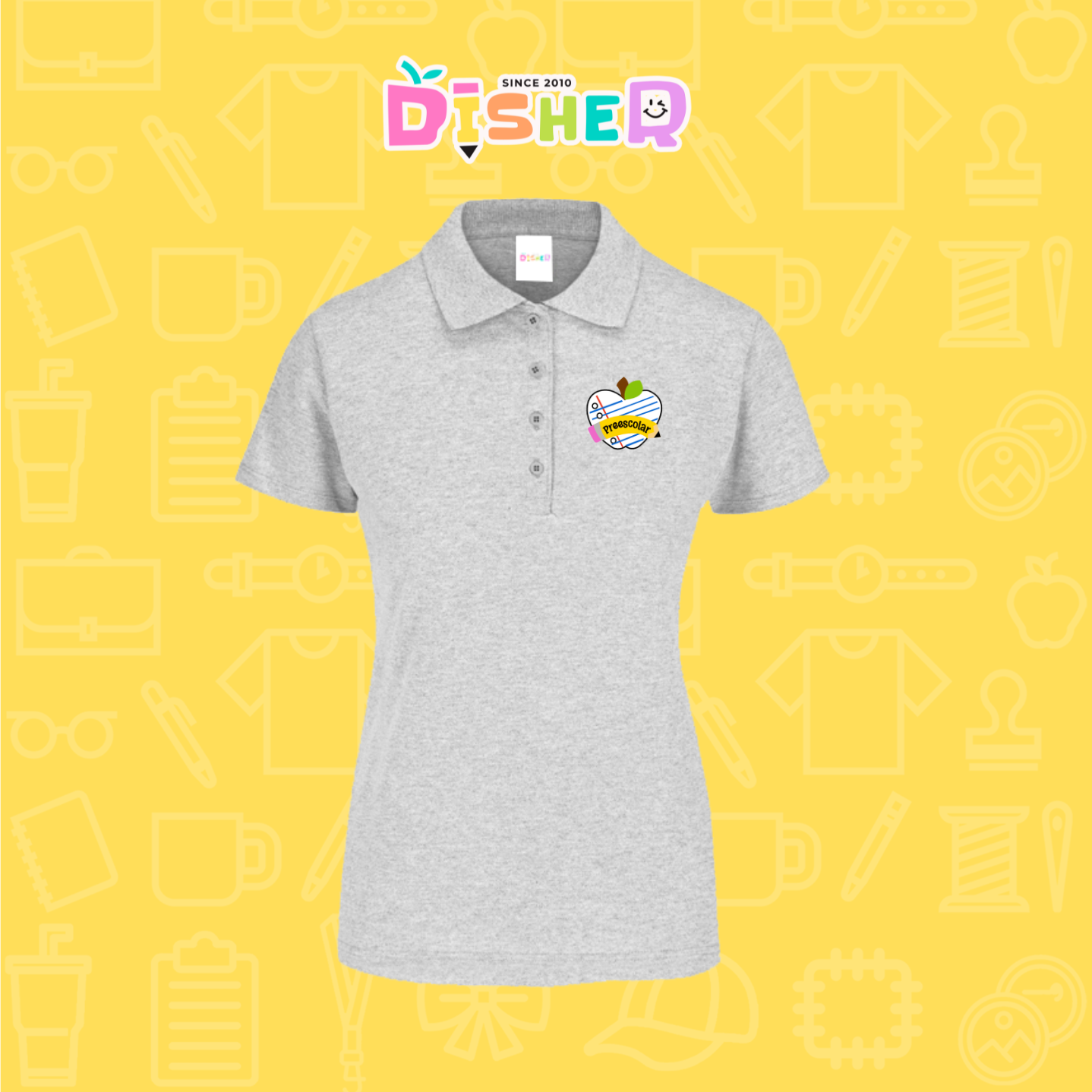 PBY-D-0092: Polo Bordada 50/50 Dama I Corazón papel preescolar