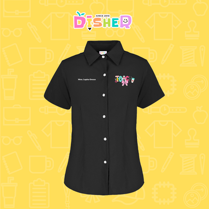 CBGC-D-006: Camisa Bordada Gabardina Manga Corta Dama  I Teach pink