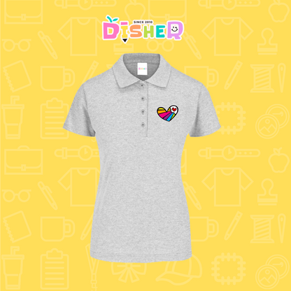 PBY-D-0073: Polo Bordada 50/50 Dama I Corazón líneas
