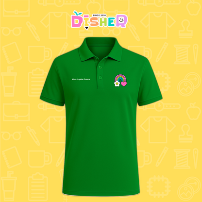 PBD-C-0025: Polo Bordada Dry Fit Caballero I Arcoíris corazón