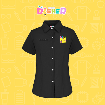 CBGC-D-016: Camisa Bordada Gabardina Manga Corta Dama  I Cajita crayola