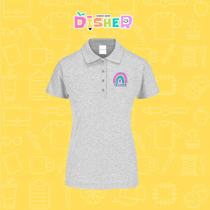PBY-D-0086: Polo Bordada 50/50 Dama I Teacher rainbow