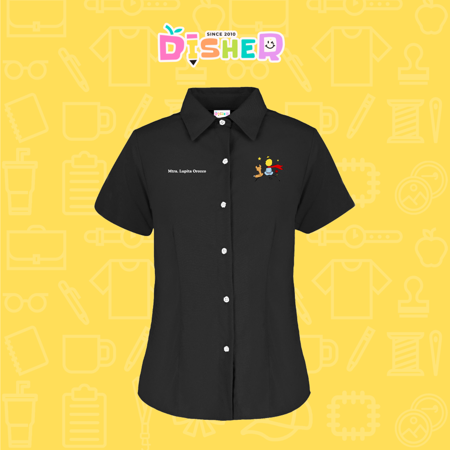 CBGC-D-014: Camisa Bordada Gabardina Manga Corta Dama  I El principito