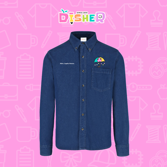 CBML-C-061: Camisa Bordada Mezclilla Manga Larga Caballero  I Umbrella