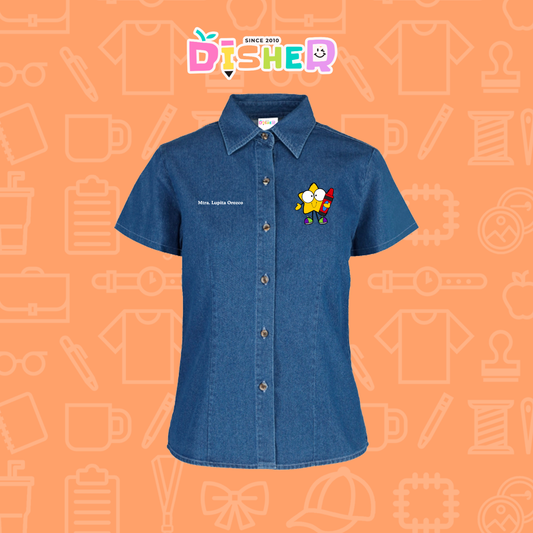 CBMC-D-066: Camisa Bordada Mezclilla Manga Corta Dama  I Estrella manitas