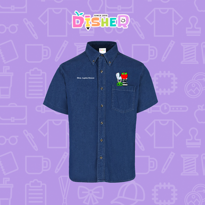 CBMC-C-069: Camisa Bordada Mezclilla Manga Corta Caballero  I Love