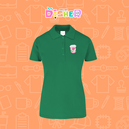 PBY-D-0041: Polo Bordada 50/50 Dama I Cafe flores