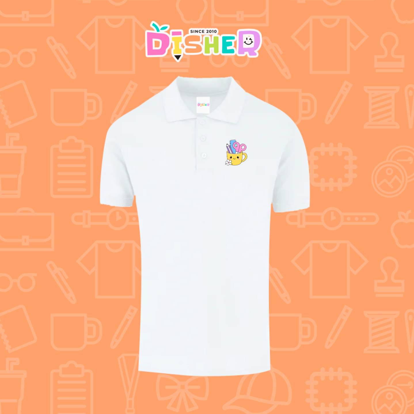 PBY-C-0052: Polo Bordada 50/50 Caballero I Tacita útiles