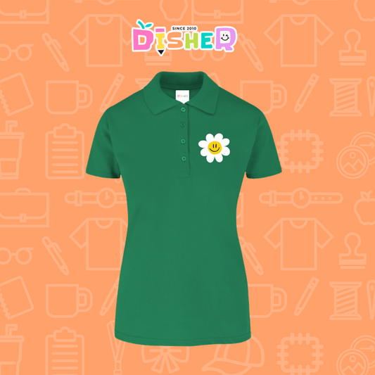 PBY-D-0023: Polo Bordada 50/50 Dama I Flor blanca