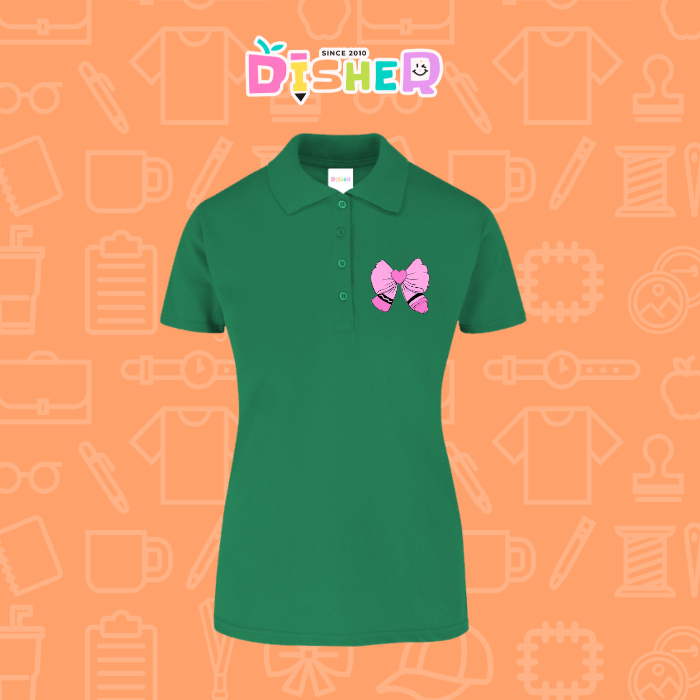 PBY-D-0009: Polo Bordada 50/50 Dama I Moño rosa caryón