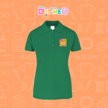 PBY-D-0015: Polo Bordada 50/50 Dama I Crayones flor
