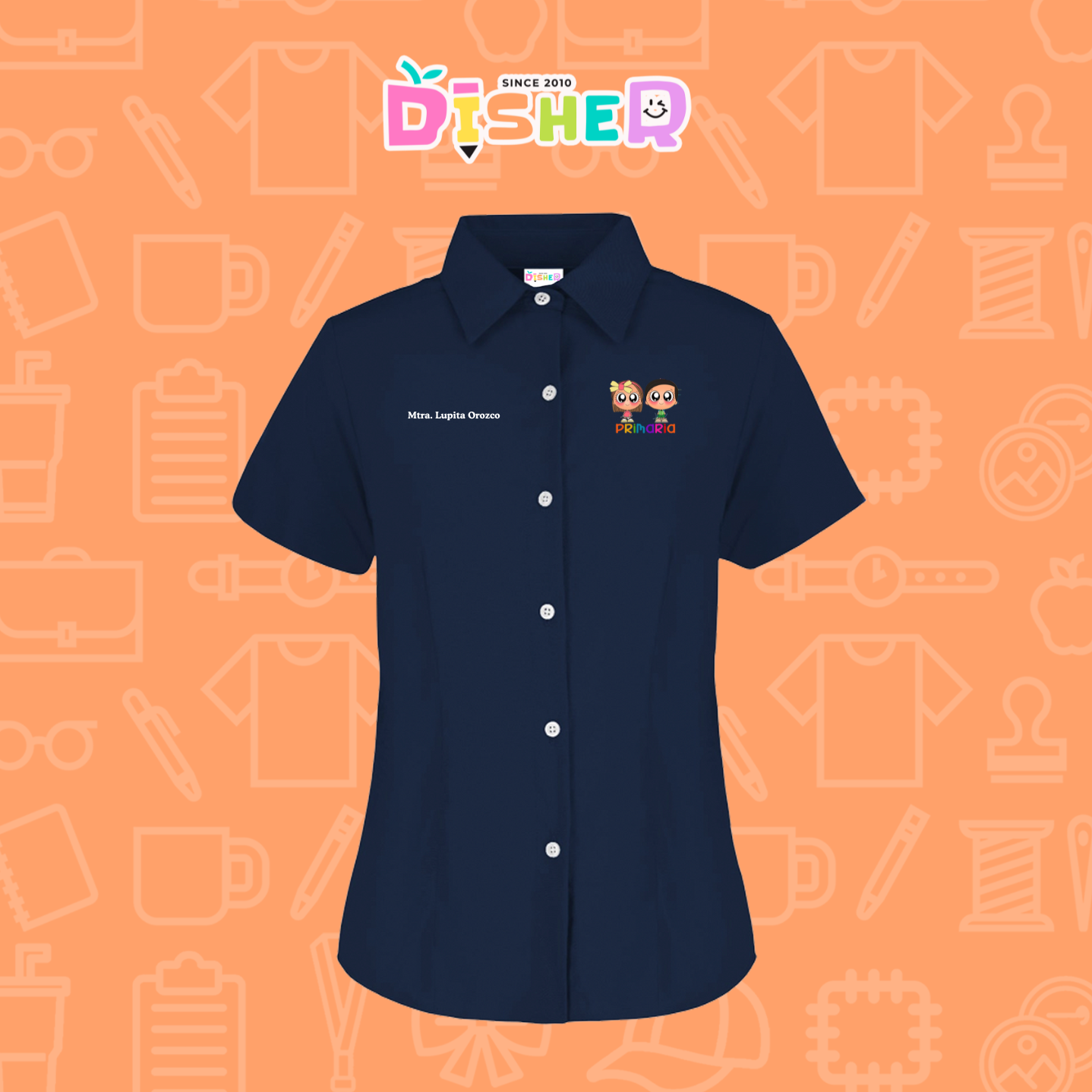 CBGC-D-003: Camisa Bordada Gabardina Manga Corta Dama  I Starcitos primaria