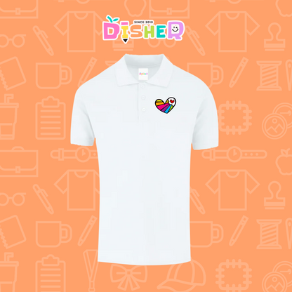 PBY-C-0073: Polo Bordada 50/50 Caballero I Corazón líneas
