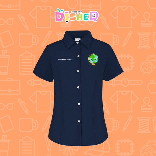 CBGC-D-035: Camisa Bordada Gabardina Manga Corta Dama  I Smiley bus