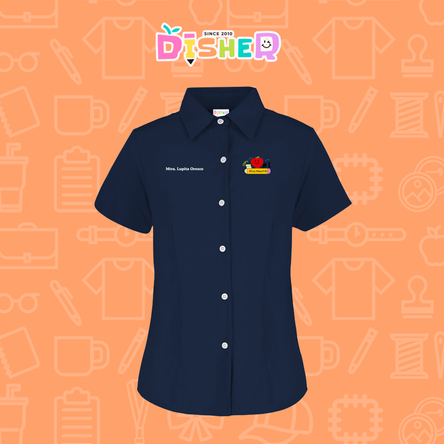 CBGC-D-001: Camisa Bordada Gabardina Manga Corta Dama  I Manzana lápiz