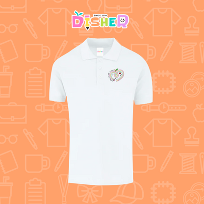 PBY-C-0013: Polo Bordada 50/50 Caballero I Corazón lápiz tonos pastel