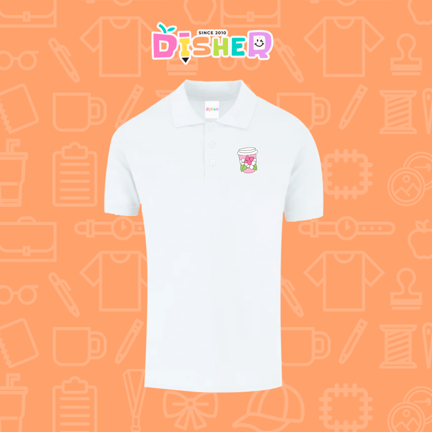 PBY-C-0041: Polo Bordada 50/50 Caballero I Cafe flores