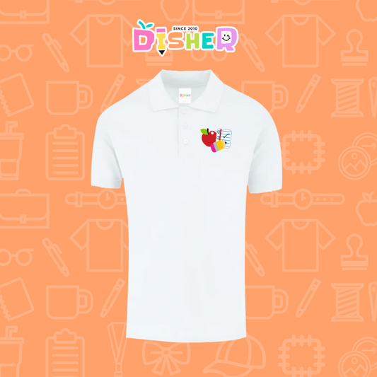 PBY-C-0088: Polo Bordada 50/50 Caballero I Útiles manzana lápiz