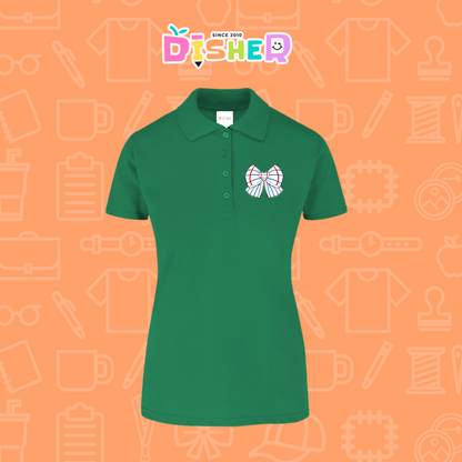 PBY-D-0010: Polo Bordada 50/50 Dama I Moño rayas papel