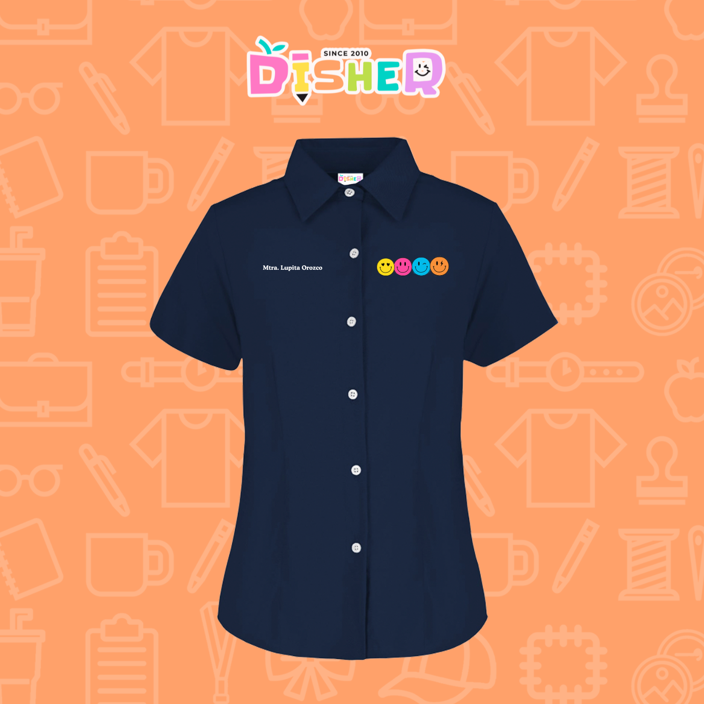 CBGC-D-024: Camisa Bordada Gabardina Manga Corta Dama  I Caritas felices