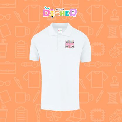 PBY-C-0009: Polo Bordada 50/50 Caballero I Moño rosa crayón