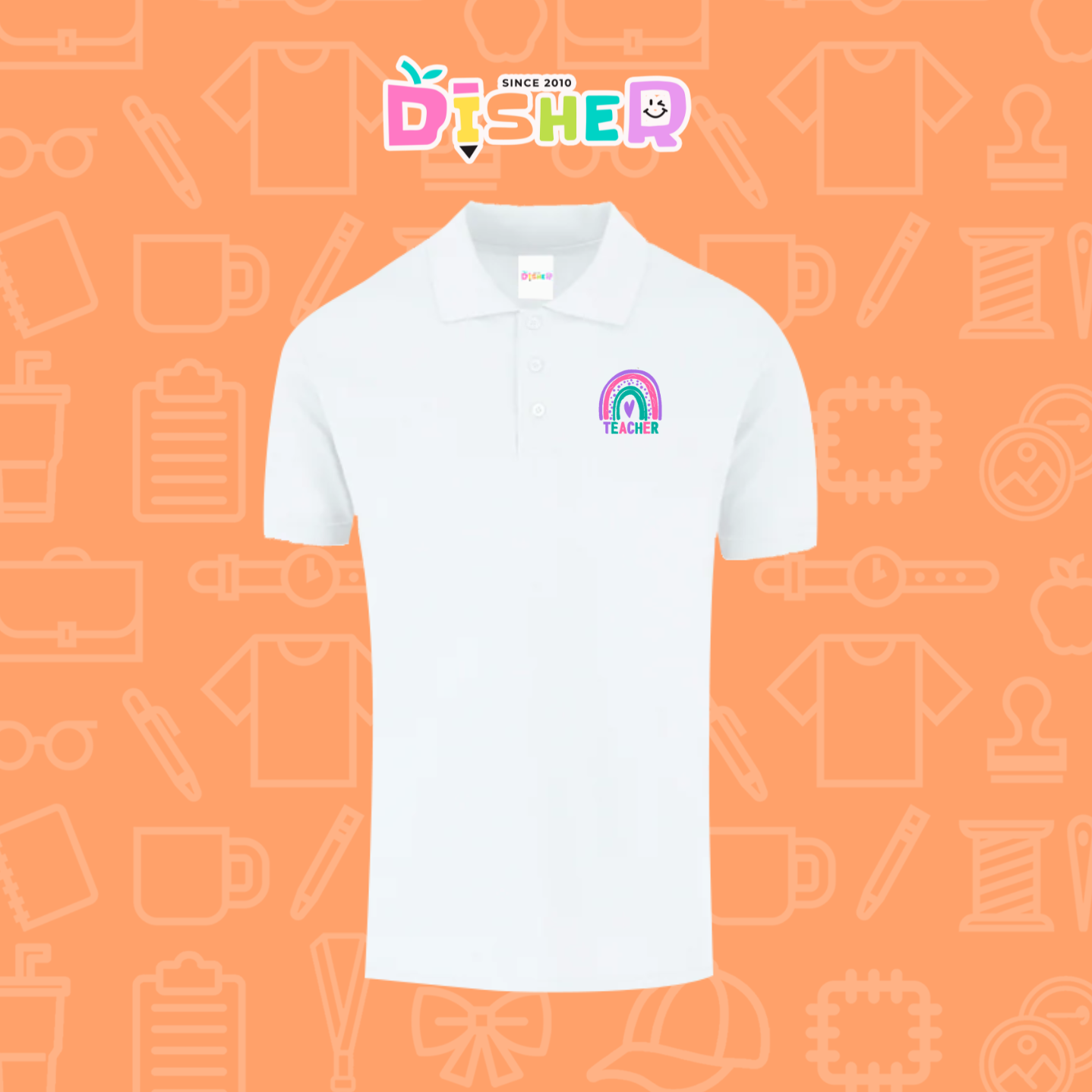 PBY-C-0086: Polo Bordada 50/50 Caballero I Teacher rainbow