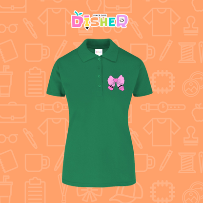 PBY-D-0009: Polo Bordada 50/50 Dama I Moño rosa caryón