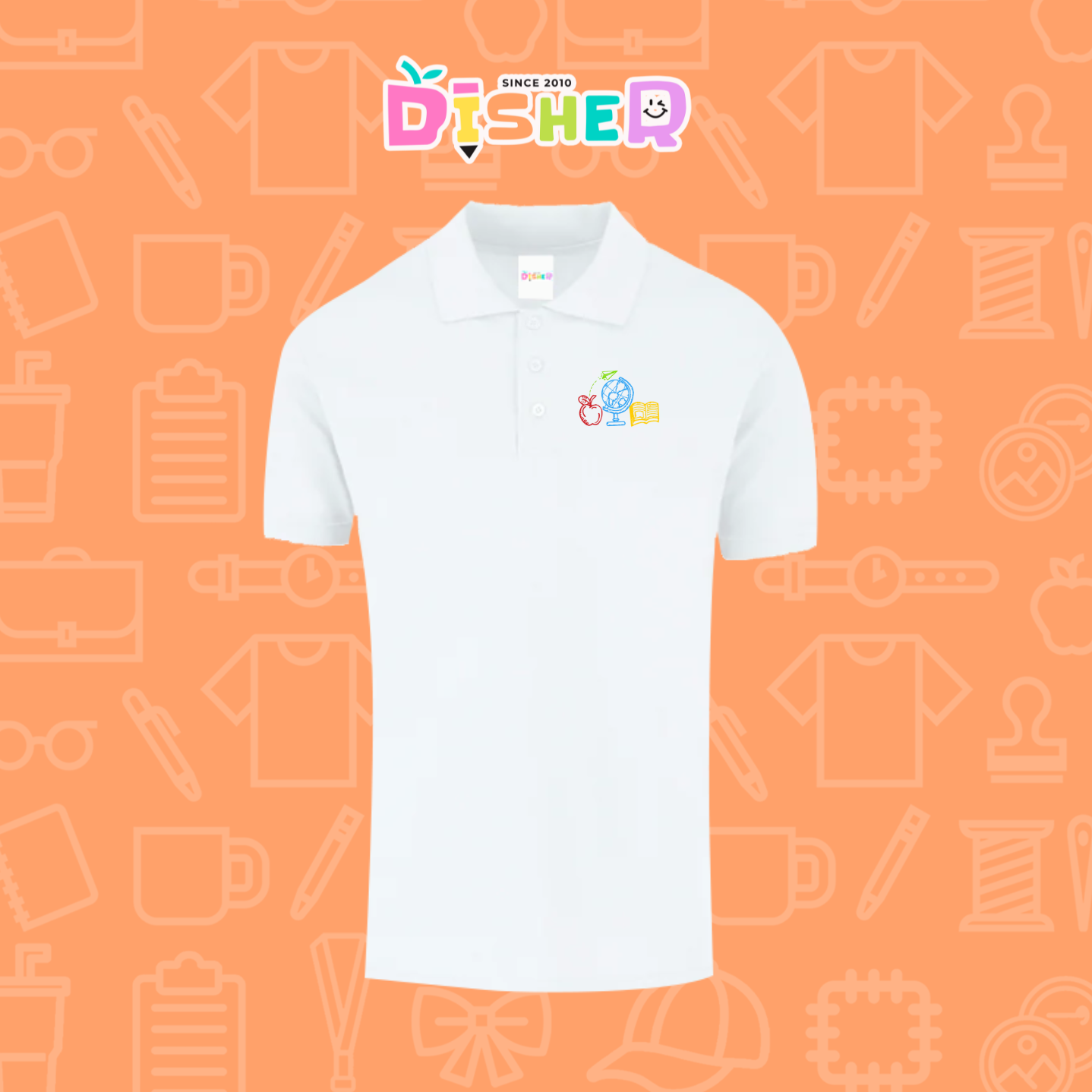 PBY-C-0071: Polo Bordada 50/50 Caballero I Globo terráqueo