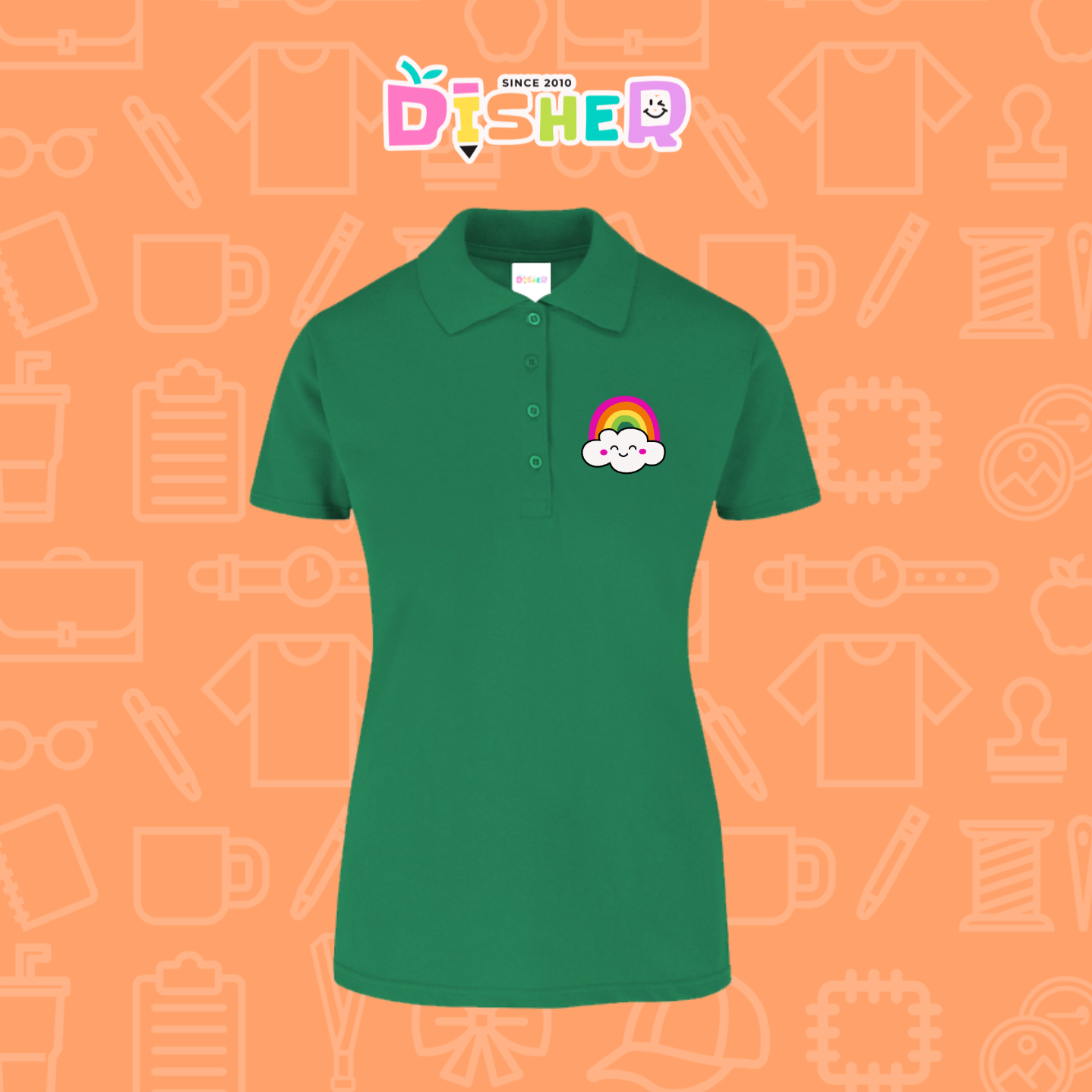 PBY-D-0017: Polo Bordada 50/50 Dama I Nube arcoíris