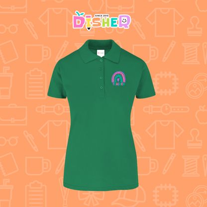 PBY-D-0086: Polo Bordada 50/50 Dama I Teacher rainbow