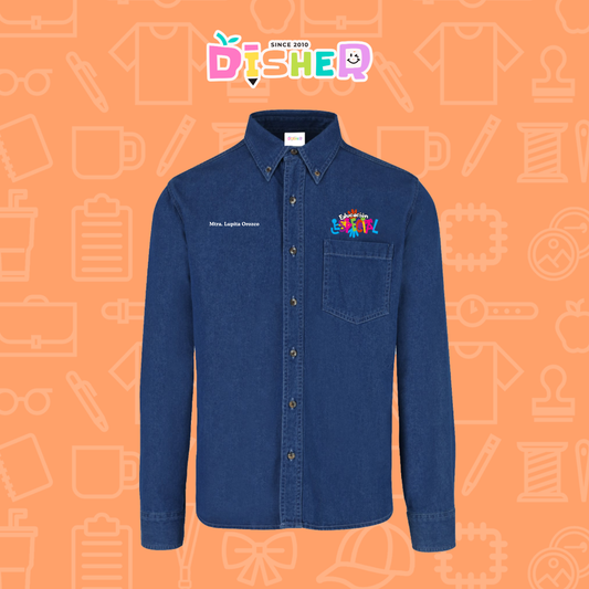 CBML-C-078: Camisa Bordada Mezclilla Manga Larga Caballero  I Educación especial